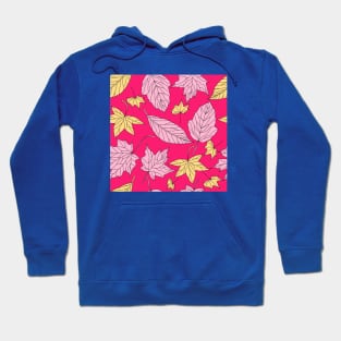 Leaves Pattern with Pink Background Hoodie